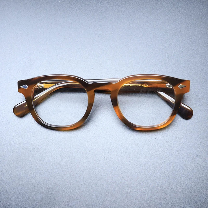 Gatenac Unisex Full Rim Round Acetate With Clip On Sunglasses 1237 With Clip Ons Gatenac Turtle