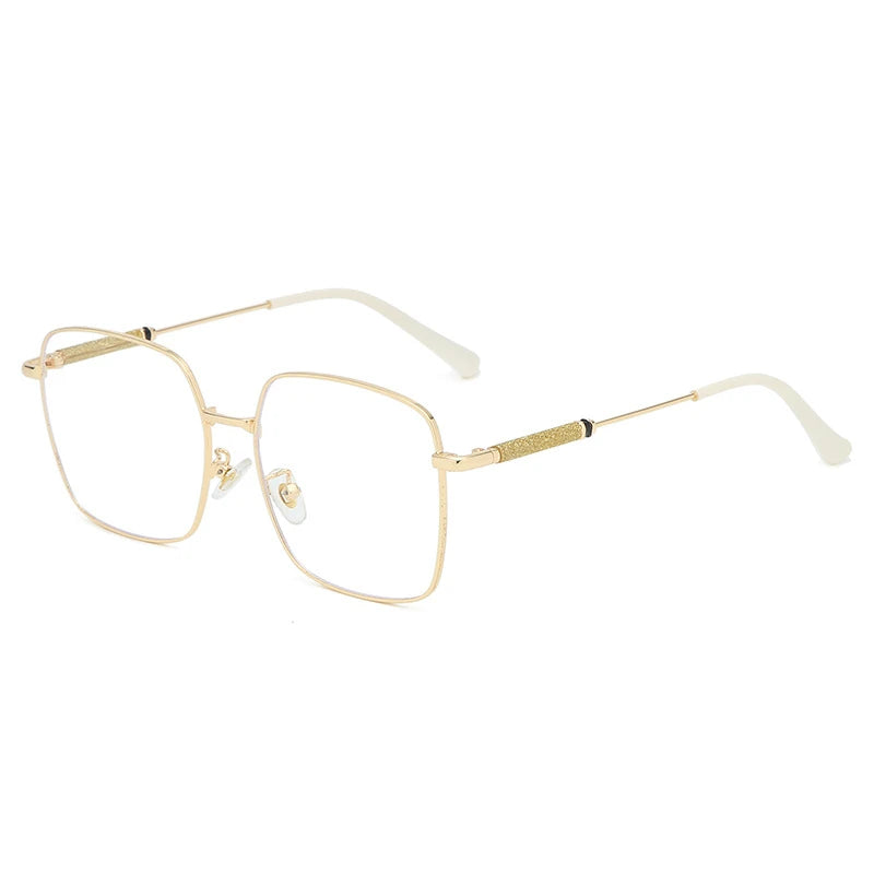 Kocolior Mens Full Rim Large Square Alloy Reading Glasses 8960 Reading Glasses Kocolior Gold 0