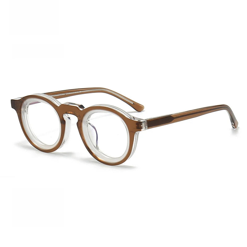 Black Mask Unisex Full Rim Round Acetate Eyeglasses 442721 Full Rim Black Mask Tawny