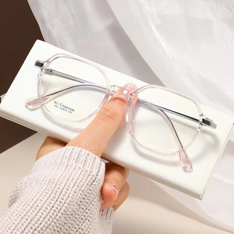 Xbora Women's Full Rim Polygon Square Tr 90 Titanium Eyeglasses 9915