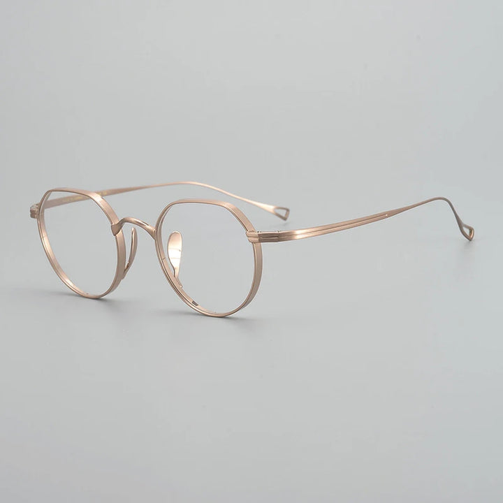 Gatenac Unisex Full Rim Small Flat Top Round Titanium Eyeglasses Gxyj1449 Full Rim Gatenac Rose Gold