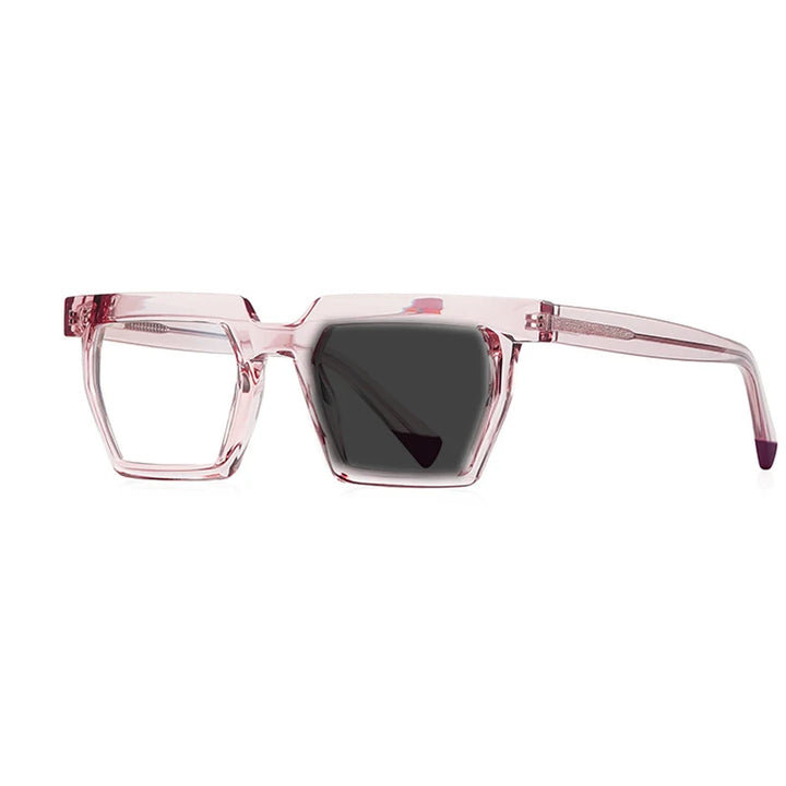 Kocolior Unisex Full Rim Square Large Acetate Hyperopic Reading Glasses 2144 Reading Glasses Kocolior Photochromic Pink 0 
