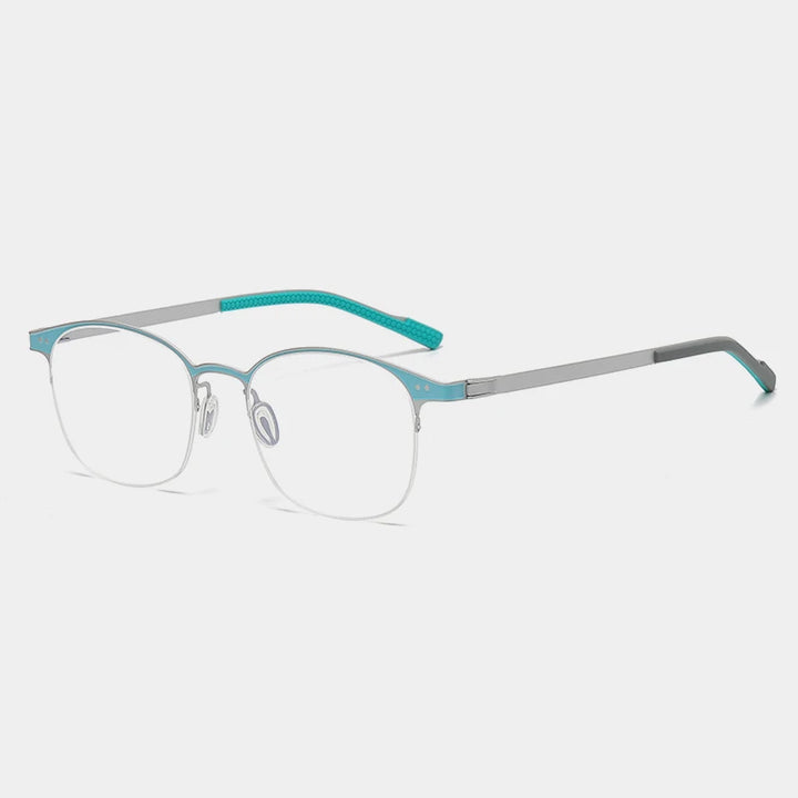 Gatenac Unisex Semi Rim Square Eyeglasses  Gxyj1146 Semi Rim Gatenac Blue Silver