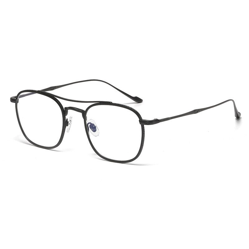 Gatenac Unisex Full Rim Square Double Bridge Titanium Eyeglasses Gxyj1040 Full Rim Gatenac Black