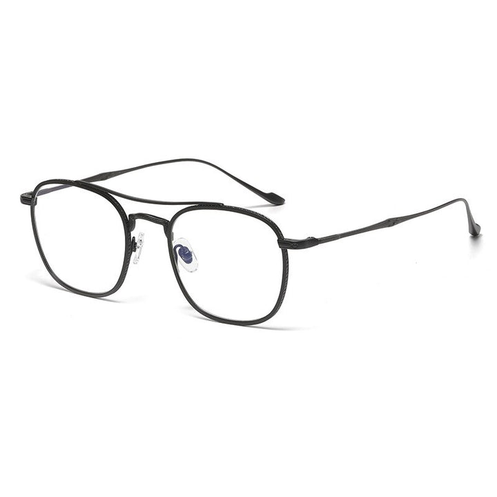 Gatenac Unisex Full Rim Square Double Bridge Titanium Eyeglasses Gxyj1040 Full Rim Gatenac Black