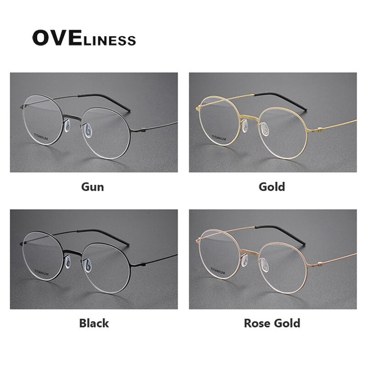 Oveliness Unisex Full Rim Round Screwless Titanium Eyeglasses 5501 Full Rim Oveliness