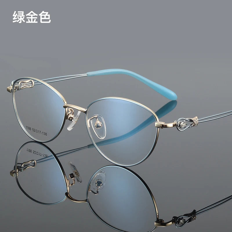 Bclear Women's Full Rim Oval Cat Eye Alloy Eyeglasses 61186