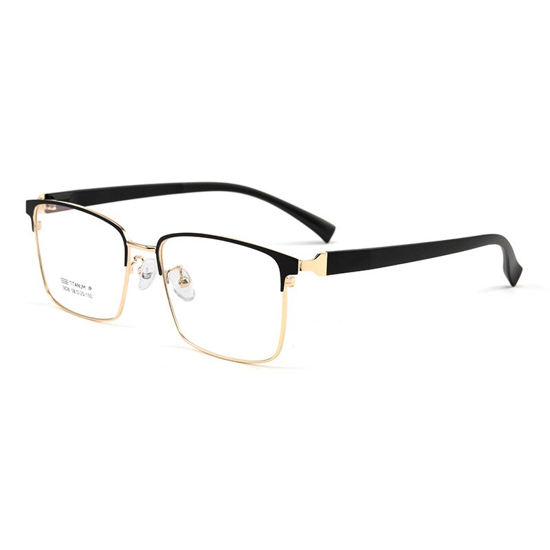 KatKani Men's Full Rim Square Alloy Eyeglasses 5026tx Full Rim KatKani Eyeglasses Black Gold  
