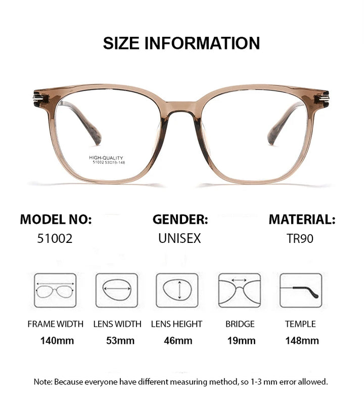 Summer Flower Unisex Full Rim Oval Square Tr 90 Titanium Eyeglasses 51002 Full Rim Summer Flower