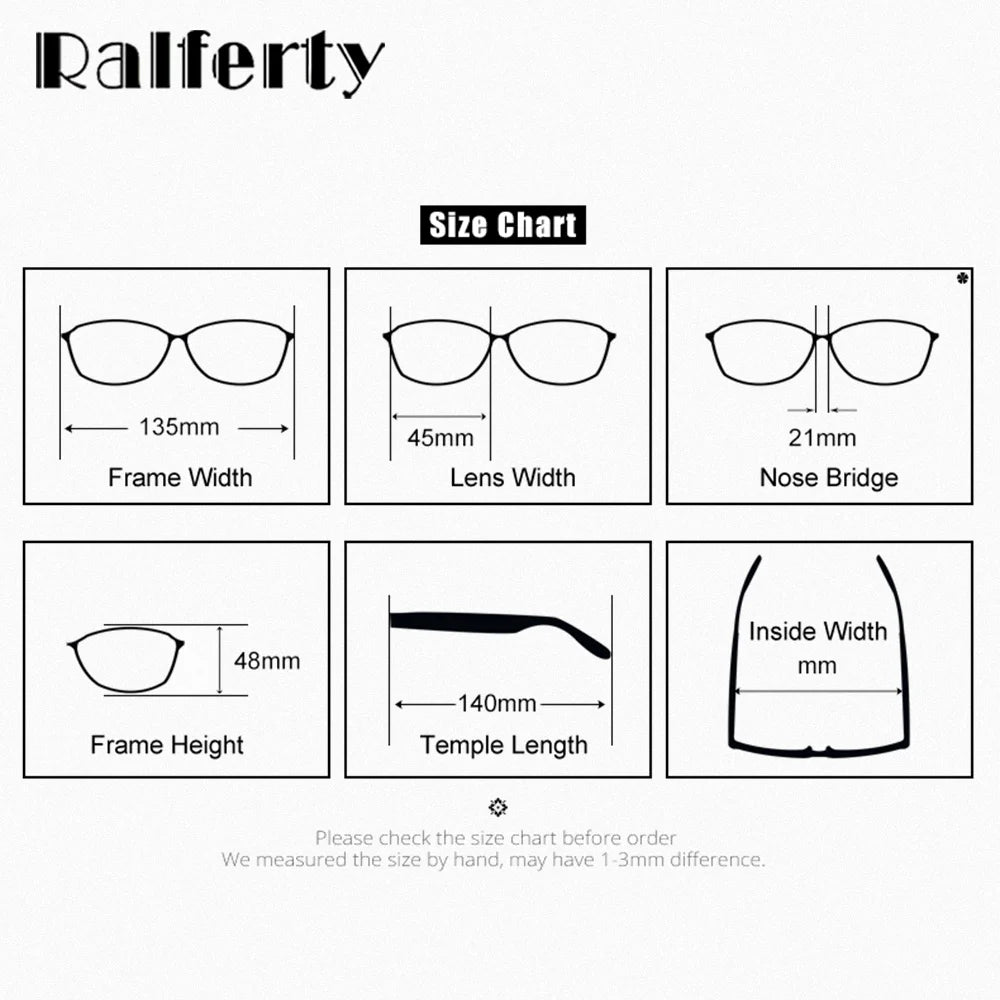 Ralferty Unisex Full Rim Round Alloy Eyeglasses Clip On Polarized Sunglasses R8010 With Clip Ons Ralferty