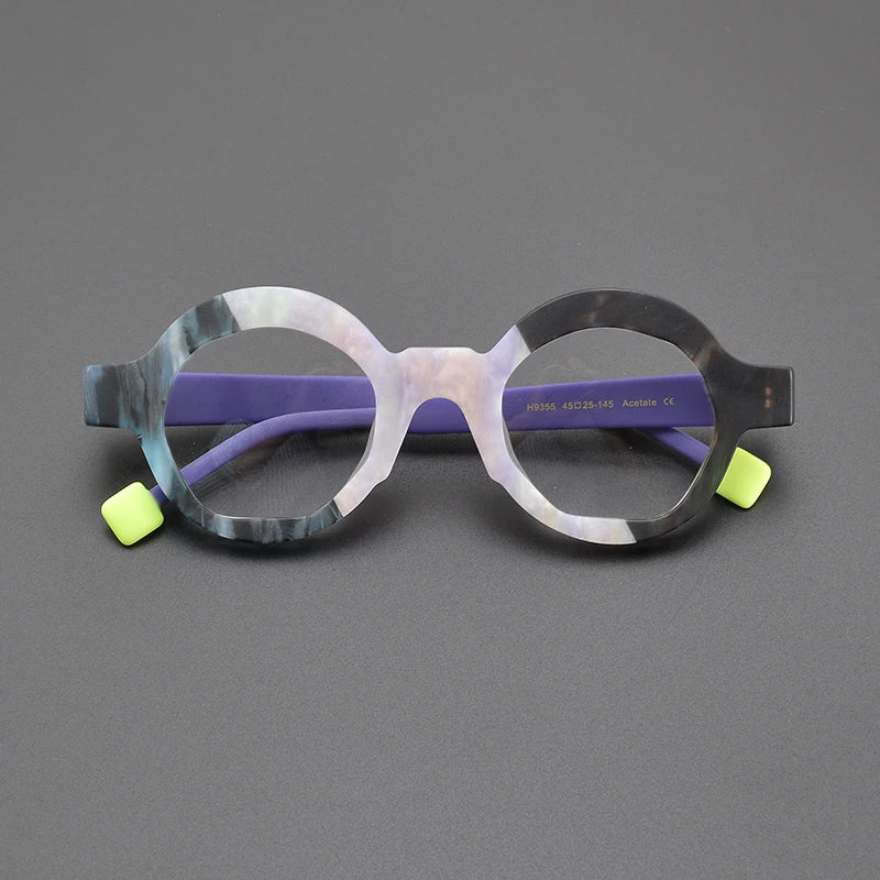 Nobler Unisex Full Rim Thick Round Acetate Eyeglasses 9355 Full Rim Nobler