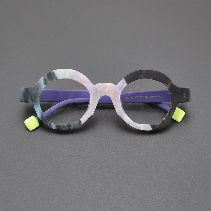 Nobler Unisex Full Rim Thick Round Acetate Eyeglasses 9355 Full Rim Nobler