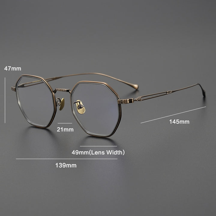 Gatenac Unisex Full Rim Polygon Titanium Eyeglasses Gxyj1124 Full Rim Gatenac