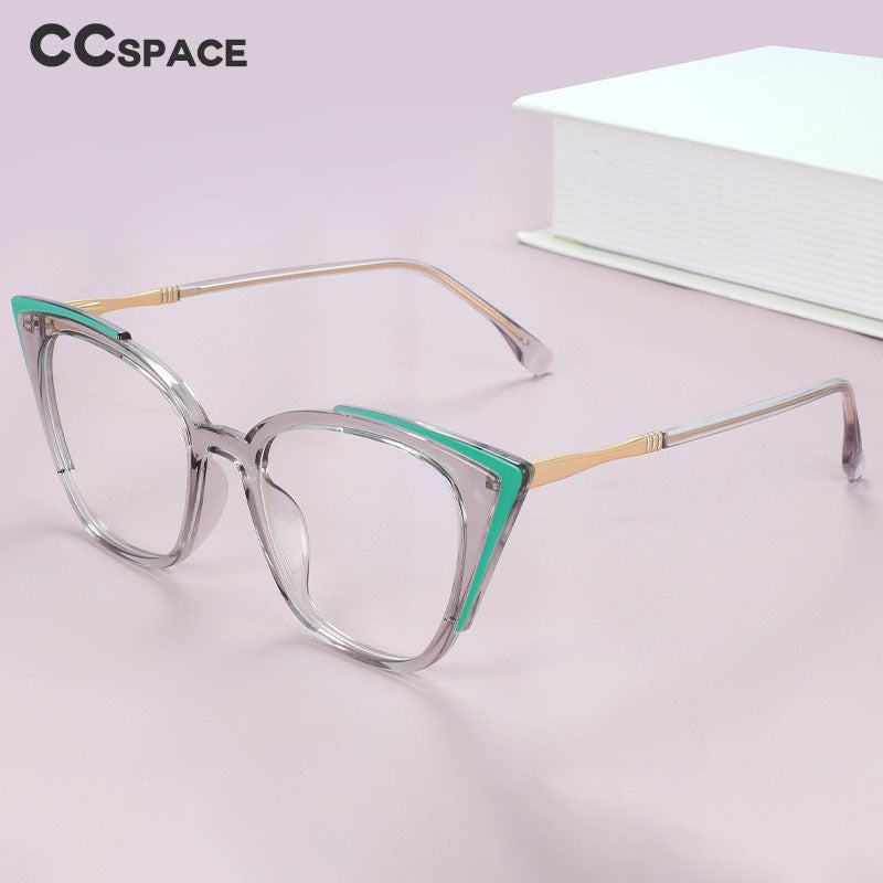 CCspace Unisex Full Rim Square Cat Eye Tr 90 Alloy Eyeglasses 56381 Full Rim CCspace