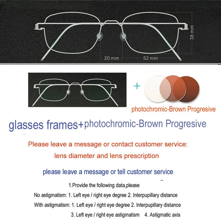 Yujo Unisex Full Rim Oval Square Screwless Steel Eyeglasses 61425