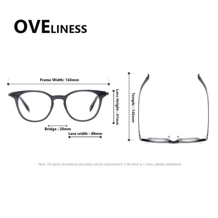 Oveliness Unisex Full Rim Oval Square Acetate Titanium Eyeglasses 90002