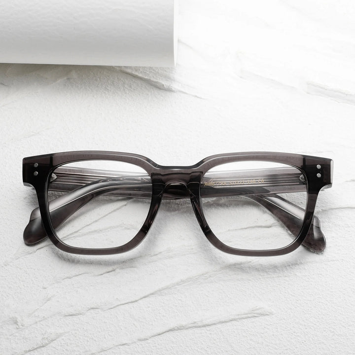 Black Mask Unisex Full Rim Square Thick Acetate Eyeglasses 21377 Full Rim Black Mask