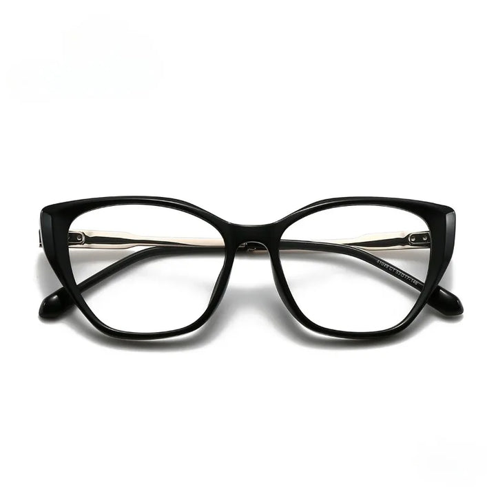 Hewei Women's Full Rim Square Cat Eye Acetate Titanium Eyeglasses 41049