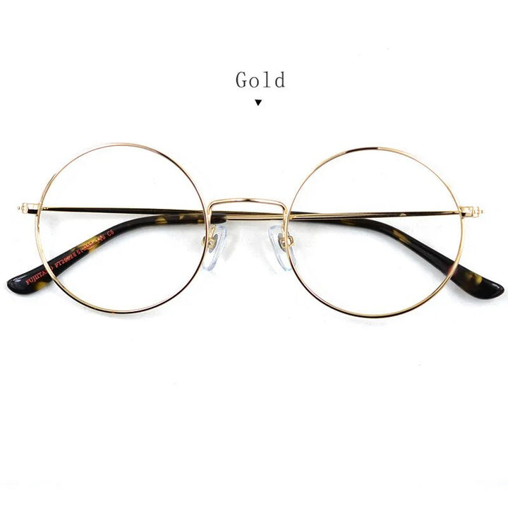 Hdcrafter Unisex Full Rim Round Titanium Eyeglasses 2282 Full Rim Hdcrafter Eyeglasses Gold