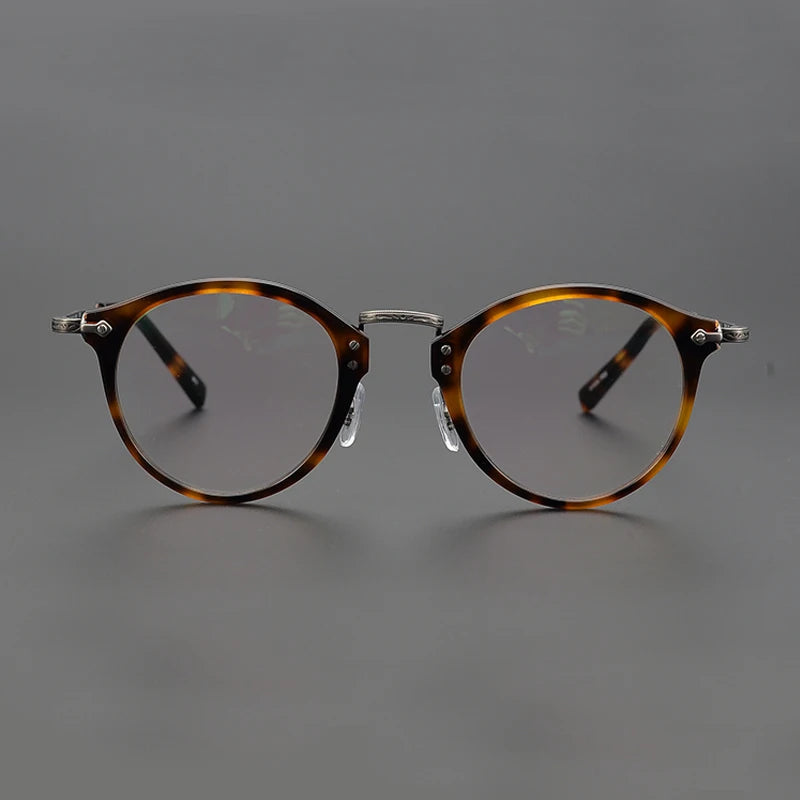 Black Mask Unisex Full Rim Round Titanium Acetate Eyeglasses G805 Full Rim Black Mask