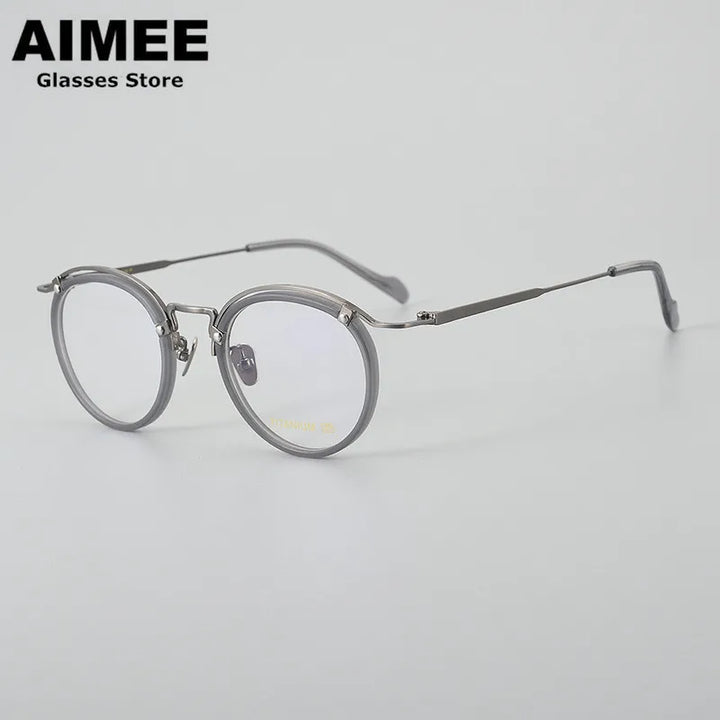 Aimee Unisex Full Rim Round Acetate Titanium Eyeglasses 20036