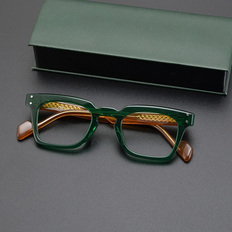 CCspace Unisex Full Rim Square Cat Eye Acetate Eyeglasses 57400 Full Rim CCspace green