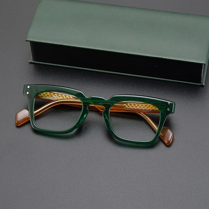 CCspace Unisex Full Rim Square Cat Eye Acetate Eyeglasses 57400 Full Rim CCspace green