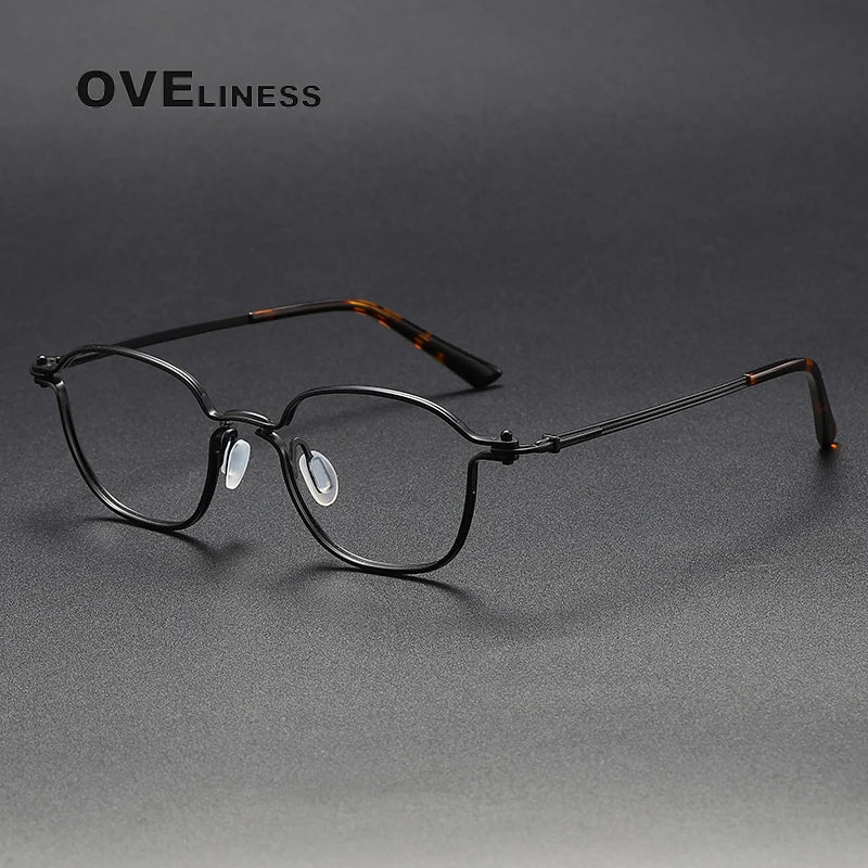 Oveliness Unisex Full Rim Round Titanium Eyeglasses C207 Full Rim Oveliness black