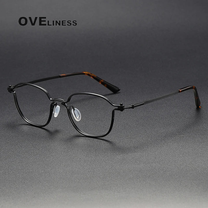 Oveliness Unisex Full Rim Round Titanium Eyeglasses C207 Full Rim Oveliness black