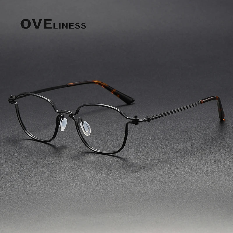 Oveliness Unisex Full Rim Round Titanium Eyeglasses C207 Full Rim Oveliness black  