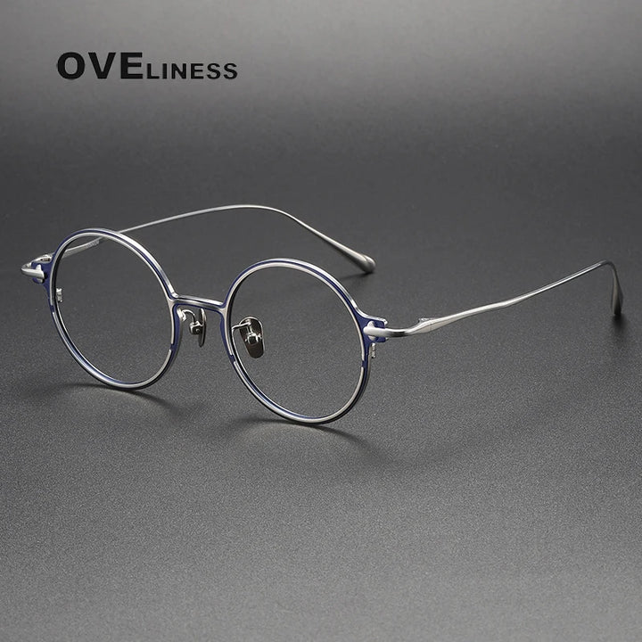 Oveliness Unisex Full Rim Round Titanium Eyeglasses 4920 Full Rim Oveliness blue silver