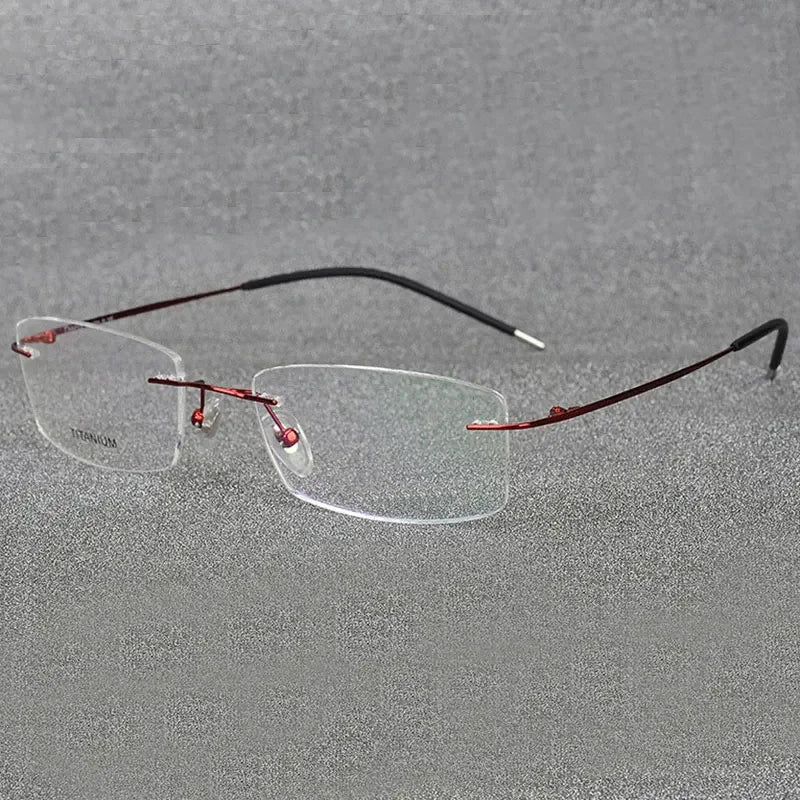 Handoer Women's Rimless Square Oval Titanium Eyeglasses 96210