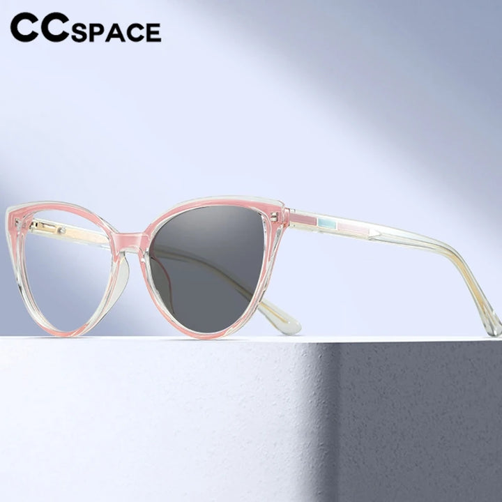 CCspace Women's Full Rim Cat Eye Tr 90 Titanium Photochromic Reading Glasses 311155