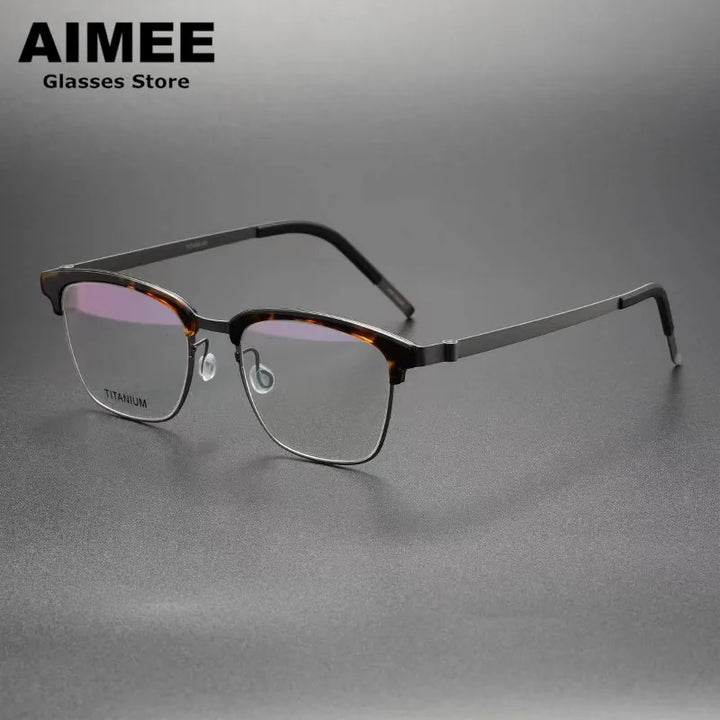 Aimee Unisex Full Rim Square Screwless Titanium Eyeglasses 69835