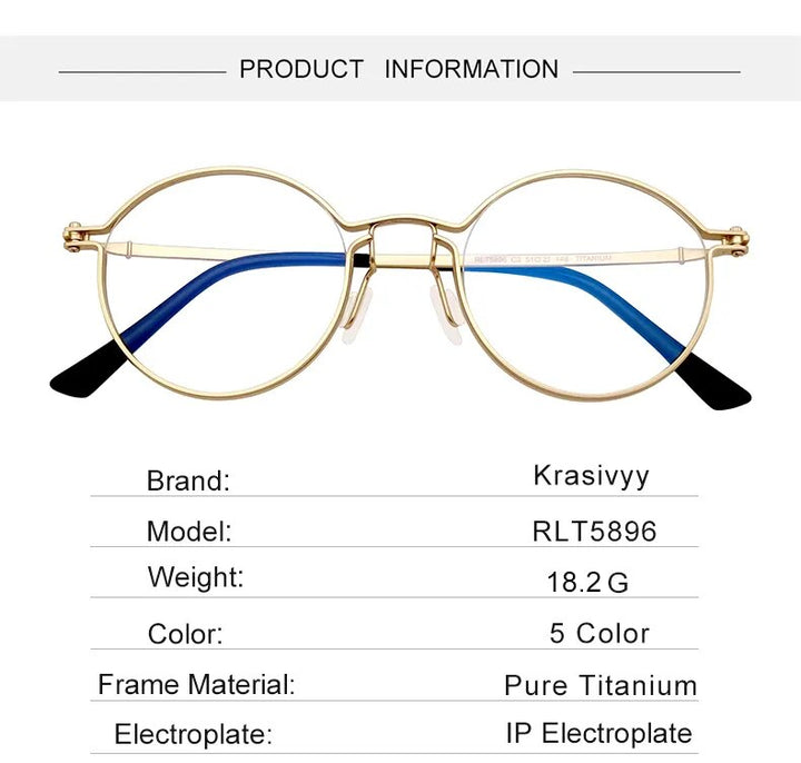 Krasivyy Men's Full Rim Round Titanium Eyeglasses Women Italy Optical Eyewear Full Rim Krasivyy   