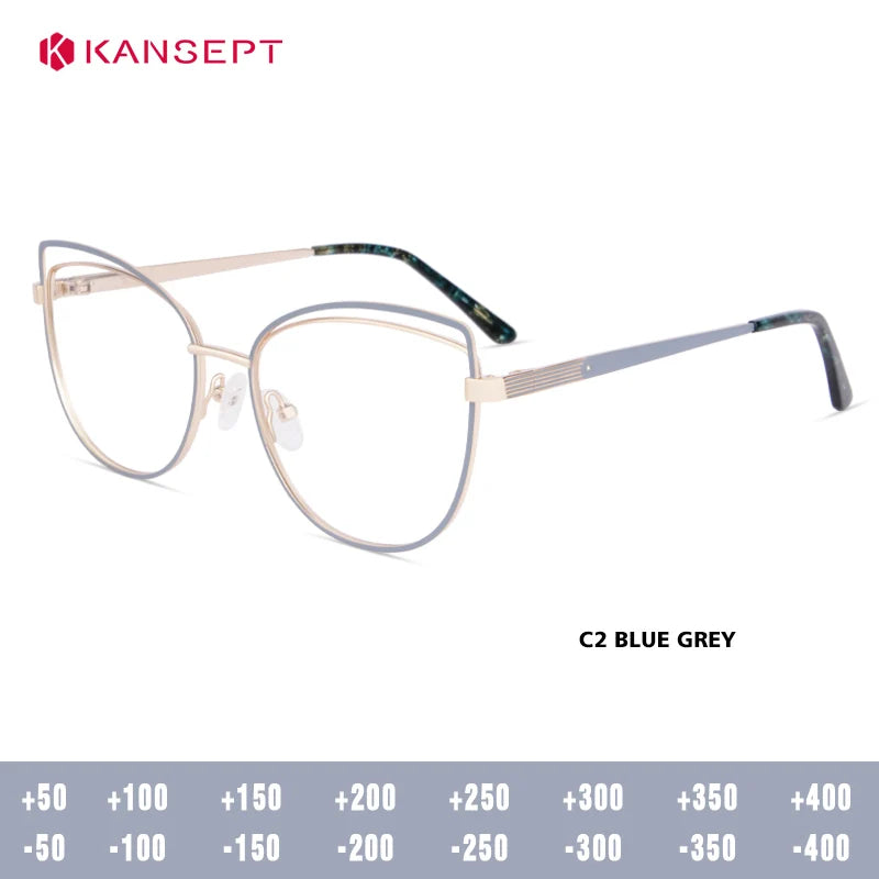 Kansept Women's Full Rim Oval Cat Eye Tr 90 Alloy Reading Glasses 51809