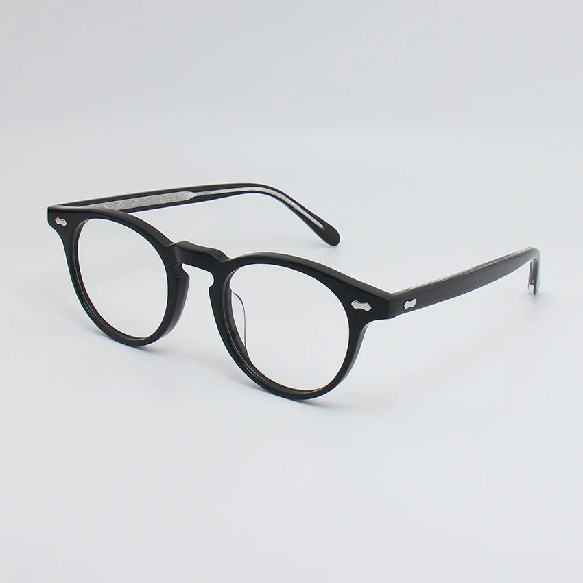 Black Mask Unisex Full Rim Round Acetate Eyeglasses 49505 Full Rim Black Mask Black