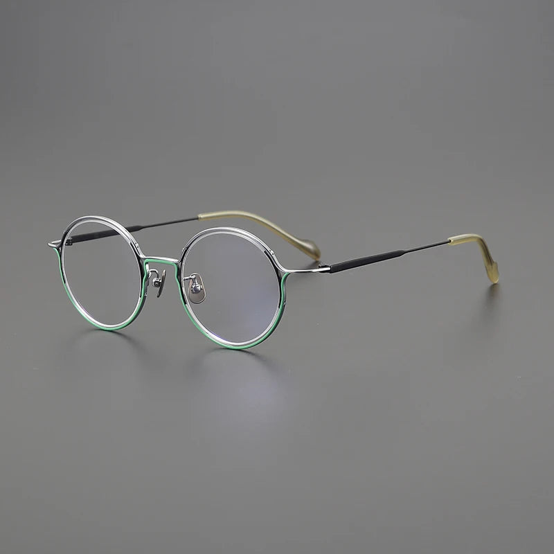 Gatenac Unisex Full Rim Round Oval Round Titanium Eyeglasses Gxyj1561 Full Rim Gatenac Green
