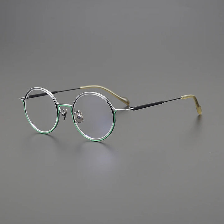Gatenac Unisex Full Rim Round Oval Round Titanium Eyeglasses Gxyj1561 Full Rim Gatenac Green