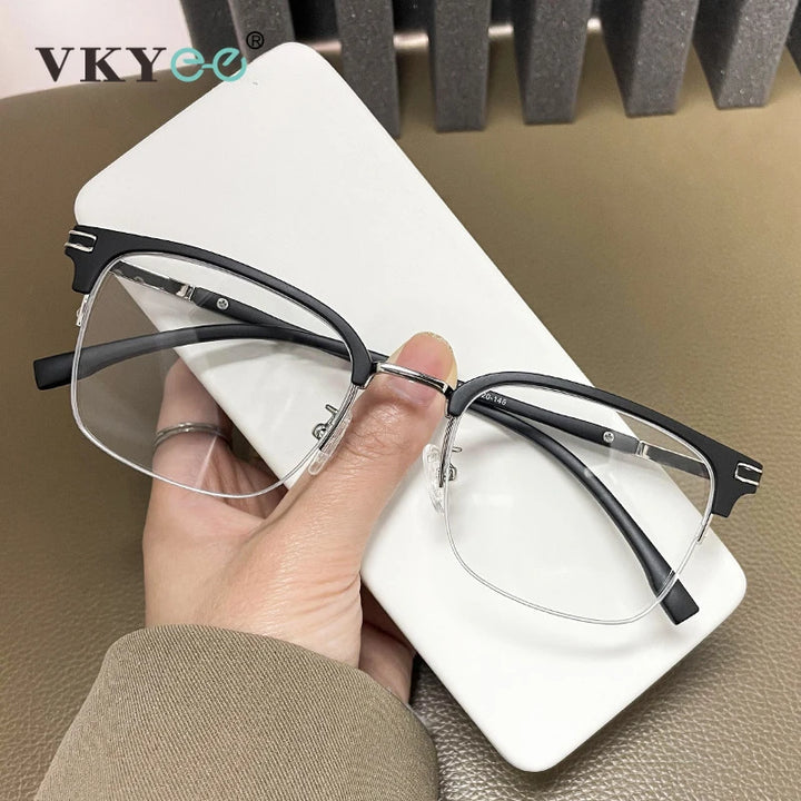 Vicky Unisex Semi Rim Square Tr 90 Titanium Reading Glasses 2242 Reading Glasses Vicky   