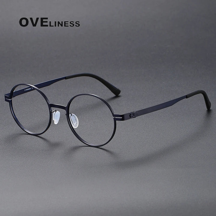 Oveliness Unisex Full Rim Round Screwless Titanium Eyeglasses 80996 Full Rim Oveliness blue