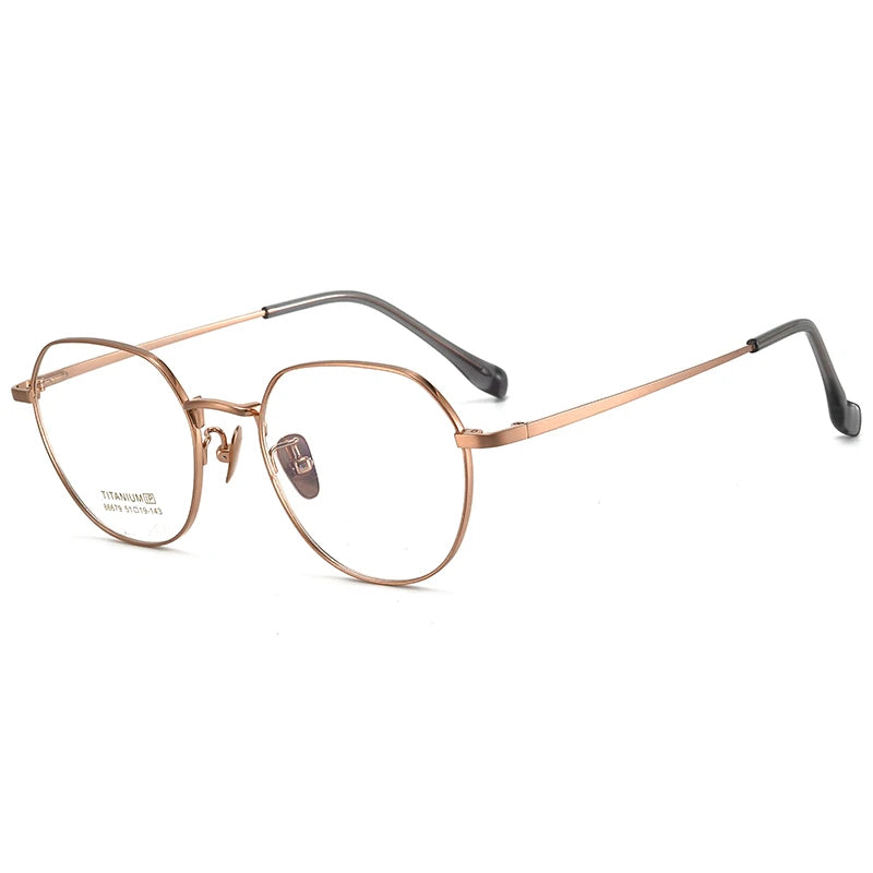 Bclear Women's Full Rim Flat Top Round Titanium Eyeglasses 48669 Full Rim Bclear Rose gold