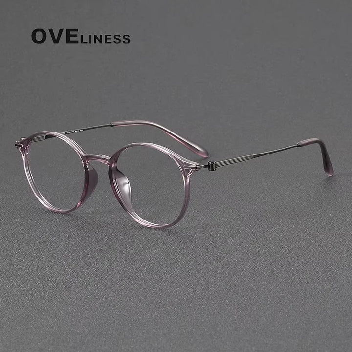 Oveliness Women's Full Rim Round Acetate Titanium Eyeglasses 8668