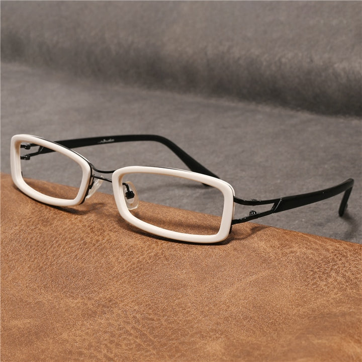 Cubojue Unisex Full Rim Rectangle Tr 90 Titanium Myopic Reading Glasses 2104m Reading Glasses Cubojue
