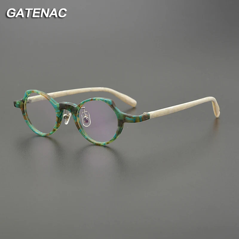 Gatenac Unisex Full Rim Cat Eye Polygon Acetate Eyeglasses Gxyj1210 Full Rim Gatenac   