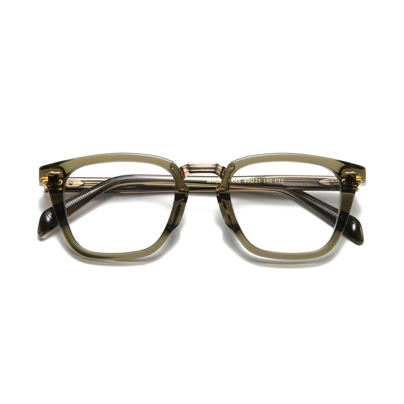 Black Mask Unisex Full Rim Square Acetate Alloy Eyeglasses 4923145 Full Rim Black Mask Olive Green