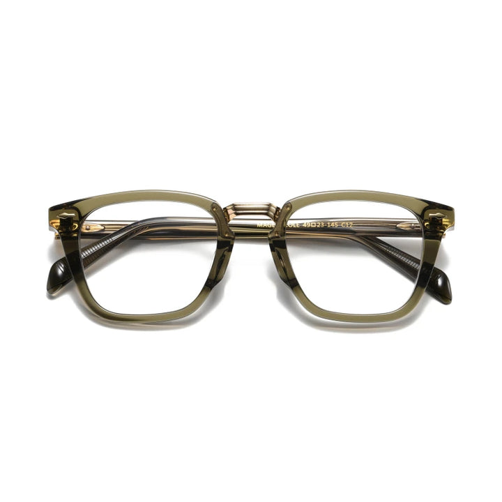 Black Mask Unisex Full Rim Square Acetate Alloy Eyeglasses 4923145 Full Rim Black Mask Olive Green