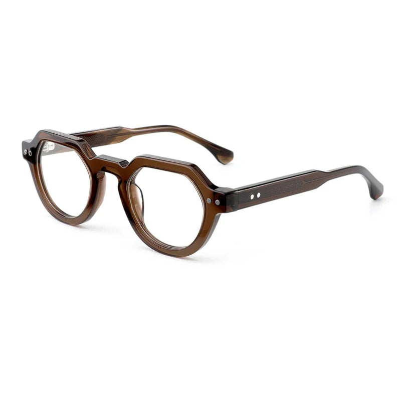 Gatenac Unisex Full Rim Flat Top Round Acetate Eyeglasses G66311