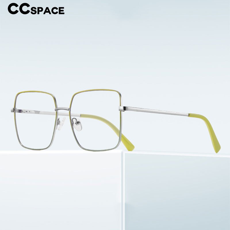 CCspace Unisex Full Rim Square Spring Hinge Alloy Eyeglasses 56270 Full Rim CCspace