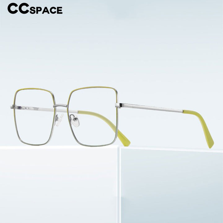 CCspace Unisex Full Rim Square Spring Hinge Alloy Eyeglasses 56270 Full Rim CCspace